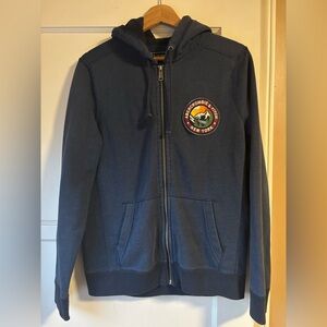 Abercrombie Fitch Y2K Navy Blue Full Zip Hoodie Sweatshirt Mens Patch Logo S